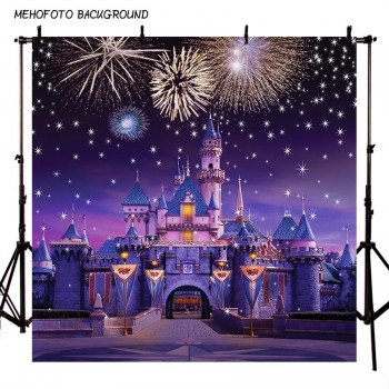 MEHOFOTO Photography Backdrops Birthday Party Fireworks Castle Baby Shower Photo Backgrounds for Studio Prop Custom