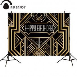 Allenjoy backdrop Great Gatsby Birthday Adults children party black golden banner photo studio baby shower photocall
