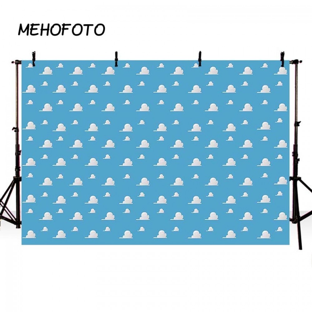 Blue Sky White Clouds Backdrop Cartoon Kids Birthday Party Decorations Toy Story Photo Booth Background Dessert Table Banne
