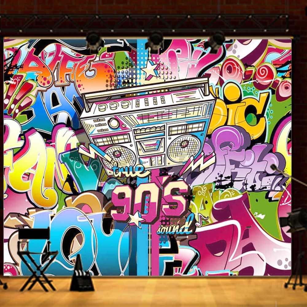 Freya 210x150cm Vinyl 90s Party Themed Decoration Hip Hop 90s Backdrop Photographic Background for Photography Studio