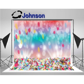 party backdrop Vinyl cloth High quality Computer print Colorful Polka Dot Carnival Bokeh photography backgrounds