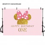 MEHOFOTO Birthday Photography Backdrop Pink Wave Point Minnie Mouse Photo Background Printing Party Backdrop Cake table Decorate