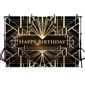 Great Gatsby photography backdrops sweet birthday table decor black gold background photocall photobooth photography backdrops