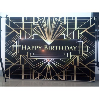 Great Gatsby photography backdrops sweet birthday table decor black gold background photocall photobooth photography backdrops