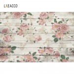 Laeacco Flowers Wooden Board Planks Children Birthday Photography Backgrounds Customized Photographic Backdrops For Photo Studio