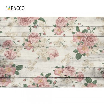 Laeacco Flowers Wooden Board Planks Children Birthday Photography Backgrounds Customized Photographic Backdrops For Photo Studio