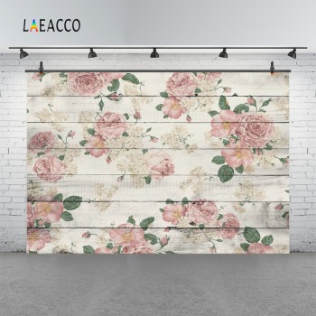 Laeacco Flowers Wooden Board Planks Children Birthday Photography Backgrounds Customized Photographic Backdrops For Photo Studio