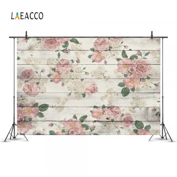 Laeacco Flowers Wooden Board Planks Children Birthday Photography Backgrounds Customized Photographic Backdrops For Photo Studio