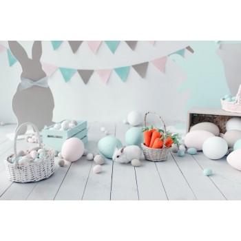 Laeacco Easter Eggs Rabbit Room Baby Newborn Children Photography Background Customized Photographic Backdrop For Photo Studio