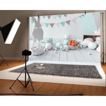 Laeacco Easter Eggs Rabbit Room Baby Newborn Children Photography Background Customized Photographic Backdrop For Photo Studio
