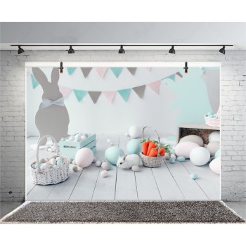 Laeacco Easter Eggs Rabbit Room Baby Newborn Children Photography Background Customized Photographic Backdrop For Photo Studio