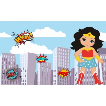 Sky Blue Clouds Building Wonder Women Photography Backdrop Girls Birthday Party Backgrounds For Photo Studio 7x5FT Vinyl