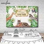 Sensfun Tiger Giraffe Zebra Safari Backdrop Jungle Birthday Party Backgrounds For Photo Studio Cartoon Vinyl 7x5FT