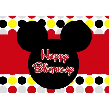 Sensfun Mickey Photography Backdrop Red Yellow Black Silver Polka Dots Boys Girls Happy Birthday Party Backgrounds 7x5FT