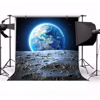Laeacco Universe Space Moon Surface Earth Scene Baby Photography Background Customized Photographic Backdrops For Photo Studio
