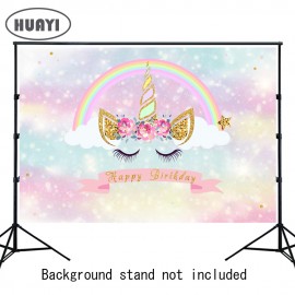 HUAYI Unicorn theme Backdrop  Birthday Party Banner Table Dessert Decor Children Kids Baby Shower Photo Booth Background W-678