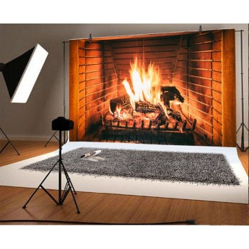 Laeacco Fireplace Blazing Burning Fire Scene Photography Background Customized Photographic Backdrop For Photo Studio