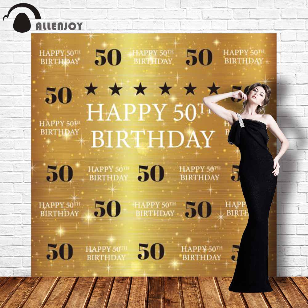 Allenjoy photography backdrop luxury gold 50th birthday party glitter background photobooth photocall photo shoot prop custom
