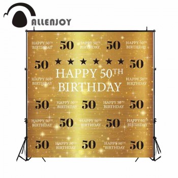 Allenjoy photography backdrop luxury gold 50th birthday party glitter background photobooth photocall photo shoot prop custom