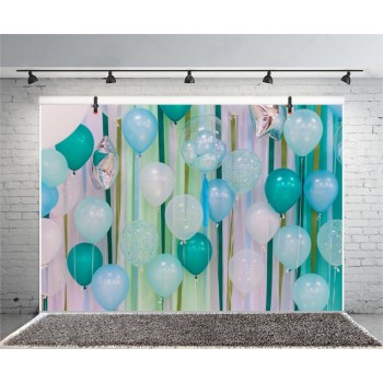 Laeacco Happy Birthday Balloons Ribbon Scene Baby Children Photography Backgrounds Photographic Vinyl Backdrop For Photo Studio