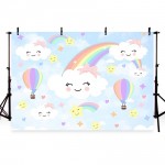 Photography Backdrop Balloon blue sky white cloud rainbow children baby shower birthday theme backdrop professional photo studio
