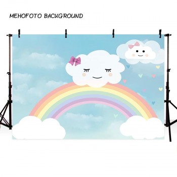 Photography Backdrop Balloon blue sky white cloud rainbow children baby shower birthday theme backdrop professional photo studio