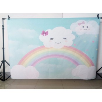 Photography Backdrop Balloon blue sky white cloud rainbow children baby shower birthday theme backdrop professional photo studio