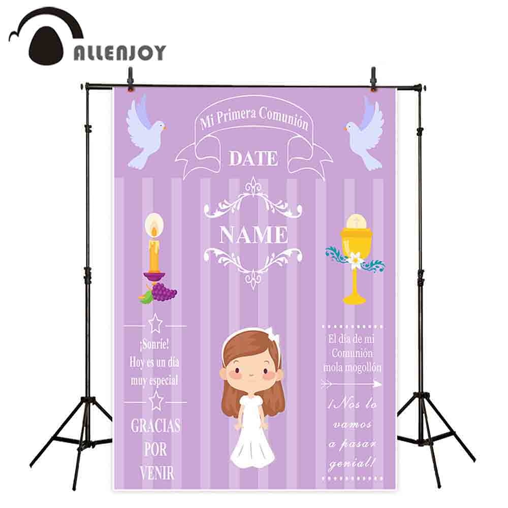 Allenjoy backdrop for photographic studio purple girl My first holy communion customize background original design photocall