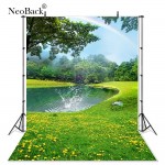 NeoBack Thin Vinyl Pond Scenic Garden Rainbow View studio children Photo background Printed Studio Photographic Backdrops A2583