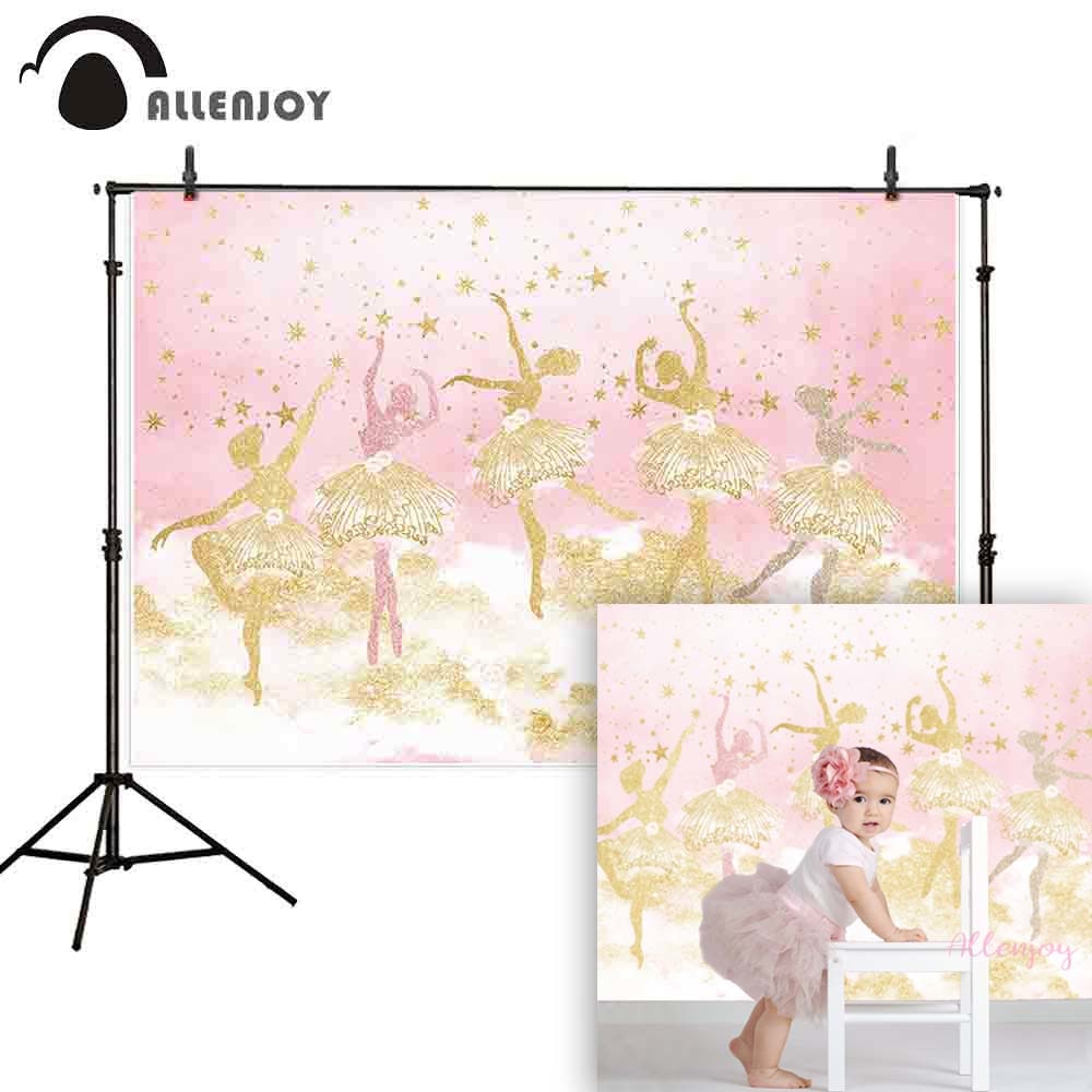 Allenjoy photography backdrop luxury ballet golden pink sky stars background photocall photo shoot props decoration printed