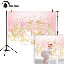 Allenjoy photography backdrop luxury ballet golden pink sky stars background photocall photo shoot props decoration printed