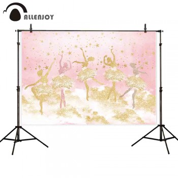 Allenjoy photography backdrop luxury ballet golden pink sky stars background photocall photo shoot props decoration printed