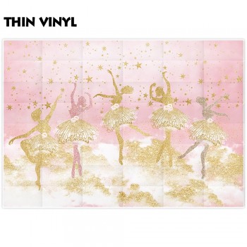 Allenjoy photography backdrop luxury ballet golden pink sky stars background photocall photo shoot props decoration printed