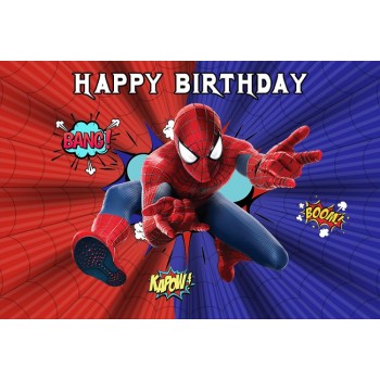 Sensfun Superhero Spiderman Birthday Party Backdrop Red And Blue Boom Boys Photography Backgrounds For Photo Studio 7x5FT Vinyl