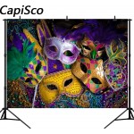 Capisco Carnival Mardi Gras Colorful Mask Poster Masquerade Seamless Vinyl Photography Backdrop Photo Background Studio Props