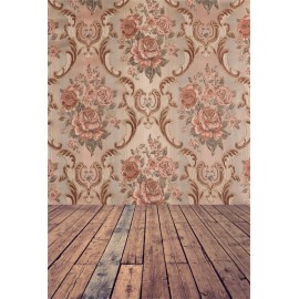 Laeacco Vintage Damask Pattern Wooden Floor Portrait Photography Backgrounds Customized Photographic Backdrops For Photo Studio