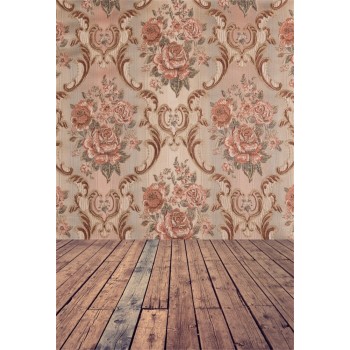 Laeacco Vintage Damask Pattern Wooden Floor Portrait Photography Backgrounds Customized Photographic Backdrops For Photo Studio