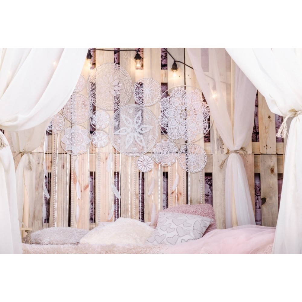 Laeacco Boudoir Bed Wooden Board Pillow Curtain Pendant Photography Background Customized Photographic Backdrop For Photo Studio