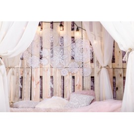 Laeacco Boudoir Bed Wooden Board Pillow Curtain Pendant Photography Background Customized Photographic Backdrop For Photo Studio