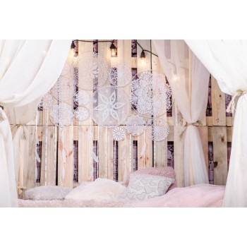 Laeacco Boudoir Bed Wooden Board Pillow Curtain Pendant Photography Background Customized Photographic Backdrop For Photo Studio