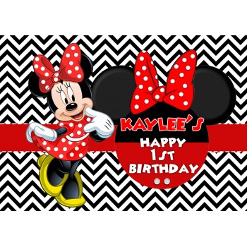 Sensfun Minnie Dance Polka Dots Girls Birthday Party Backdrop Black And White Wave Striped Backgrounds 7x5ft