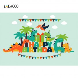 Laeacco Cartoon Jungle Dinosaur Party Baby Children Photography Backgrounds  Customized Photographic Backdrops For Photo Studio