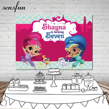 Sensfun Shimmer and Shine Photography Backdrop For Girls Custom Birthday Party Backgrounds For Photo Studio 7x5FT Vinyl