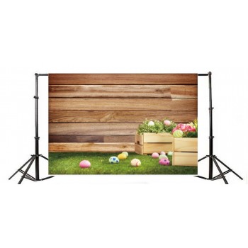 Laeacco Easter Photography Backgrounds Eggs Wooden Boards Grassland Scene Baby Children Photographic Backdrops For Photo Studio