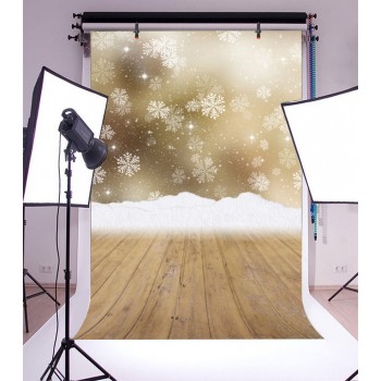 Laeacco Winter New Year Snowflake Snow Wooden Floor Photography Backgrounds Customized Photographic Backdrops For Photo Studio
