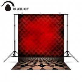 Allenjoy photography backdrops Red hearts poker plaid floor vintage backgrounds for photo studio new Year