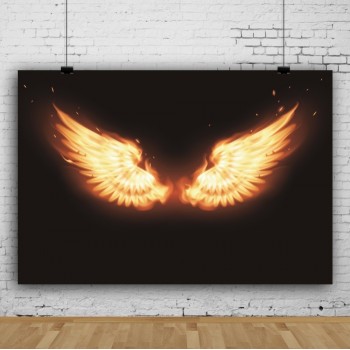 Laeacco Angel Wings Burning Fire Baby Portrait Children Photography Background Customized Photographic Backdrop For Photo Studio