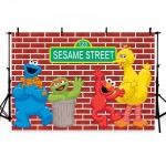 MEHOFOTO  7x5ft Elmo World Bricks red Wall Sesame Street Birthday Party Custom Photography Studio Background Backdrop