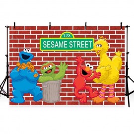 MEHOFOTO  7x5ft Elmo World Bricks red Wall Sesame Street Birthday Party Custom Photography Studio Background Backdrop