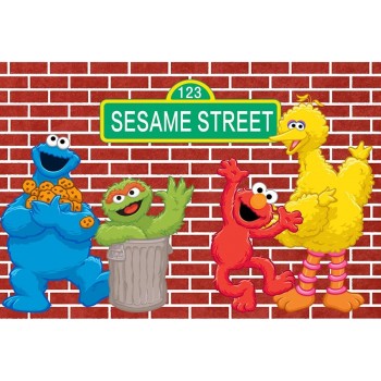 MEHOFOTO  7x5ft Elmo World Bricks red Wall Sesame Street Birthday Party Custom Photography Studio Background Backdrop